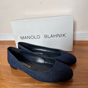 Manolo Blahnik blue Denim flats size 39